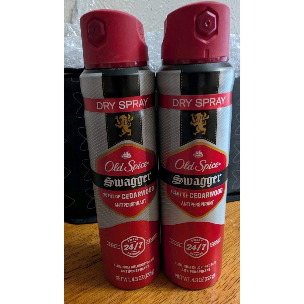 2 Old Spice Swagger Cedarwood Dry Deodorant Body Spray Aluminum Antiperspirant